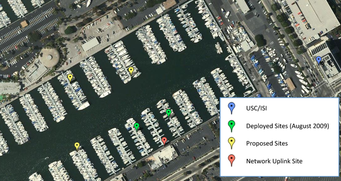 Map of Marina del Rey with Testbed Locations Pinned