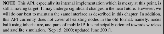 \framebox{
\begin{minipage}{\textwidth}
{\bf NOTE}: This API, especially its i...
...
and satellite simulation.
[Sep 15, 2000; updated June 2001].
\end{minipage}}